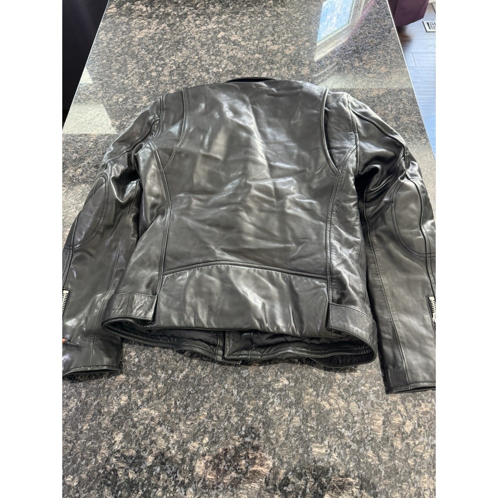 BLK DNM Black Vintage Distressed Perfecto Moto Leather Jacket. Glass Beads Med - Picture 14 of 15